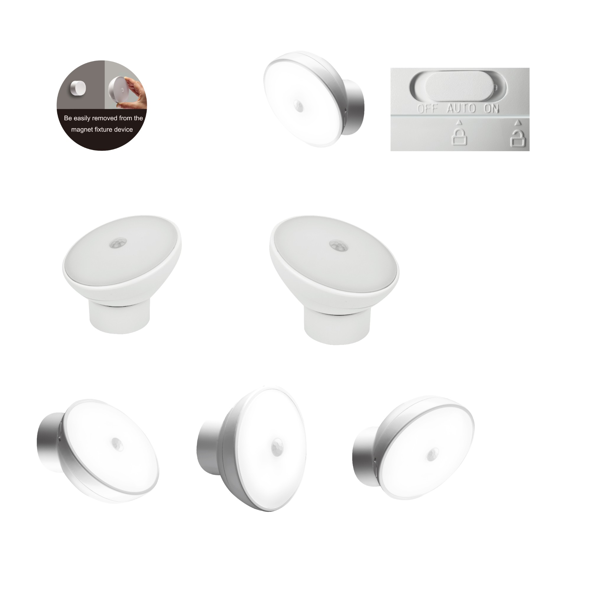 Intelligent infrared human body sensor night light, with a wire-free design, suitable for use in infant breastfeeding, bedside, kitchen, bathroom, and cabinet as an LED night light.