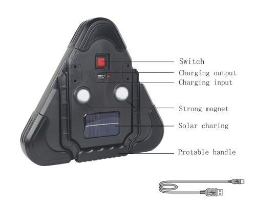 Solar/USB wiederaufladbare Straßenfackeln Notlichter COB Warnlicht mit Powerbank LED Arbeitslicht Outdoor Camping